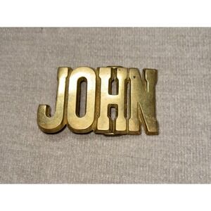 Vtg Triple B‎ Solid Brass John Belt Buckle Western Country